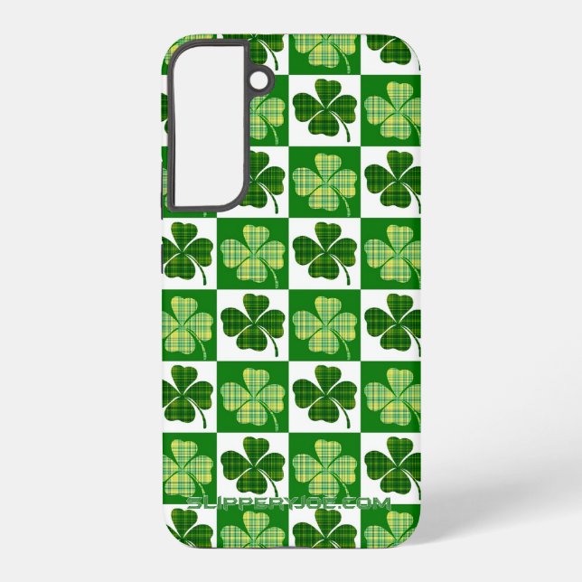 Coque Samsung Galaxy SlipperyJoe's Green four-leaf clovers Saint Patric (Verso)