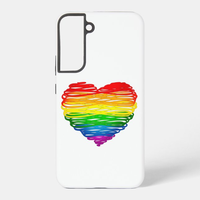 Coque Samsung Galaxy SlipperyJoe's Pride Heart Scribbles forme de coeur (Verso)