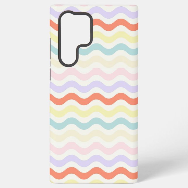 Coque Samsung Galaxy Soft Pink Blue Yellow Wavy Stripes Aesthetic Nurse (Verso)