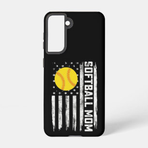 Coque Samsung Galaxy Softball Mom American Us Drapeau Fête Vintage des 