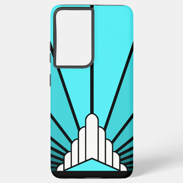 Coque Samsung Galaxy Soleil Art déco en aqua (Verso)