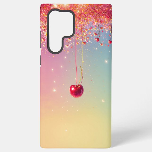 Coque Samsung Galaxy Sparkling Heart & Cherry Romantic Phone Case (Verso)