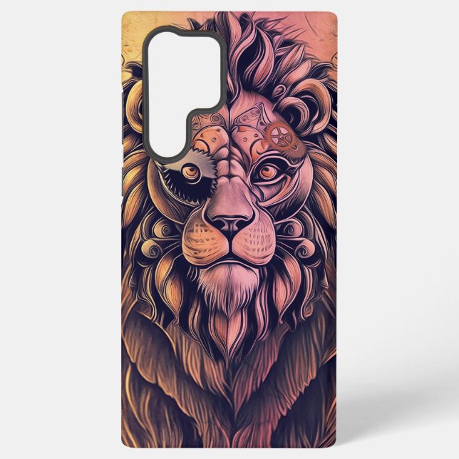 Coque Samsung Galaxy Steampunk Couleur Gradient Lion Rustique (Verso)