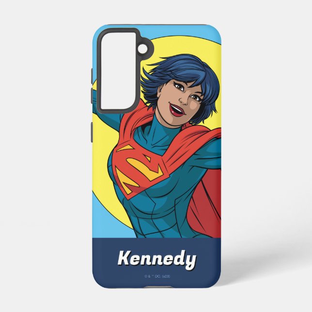 Coque Samsung Galaxy Supergirl volant en costume bleu (Verso)