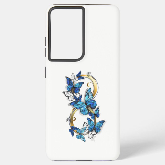 Coque Samsung Galaxy Symbol Infinity of Blue Morpho Butterflies (Verso)