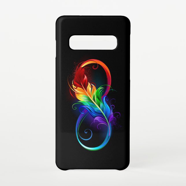 Coque Samsung Galaxy Symbole d'infini avec plume arc-en-ciel (Dos)