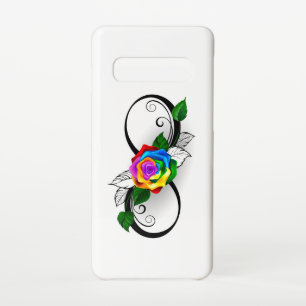 Coque Samsung Galaxy S10 Symbole d'infini avec Rose arc-en-ciel