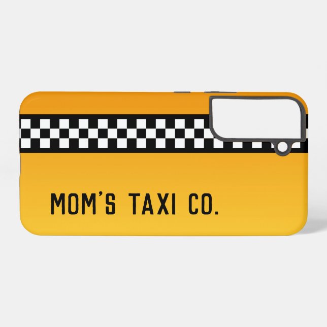 Coque Samsung Galaxy Taxi jaune "Maman's Taxi Co." (Verso Horizontal)