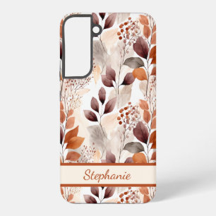 Coque Samsung Galaxy Terre cuite et feuilles d'automne Bourgogne Boho