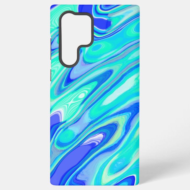 Coque Samsung Galaxy Texture Abstraite en marbre bleu turquoise (Verso)