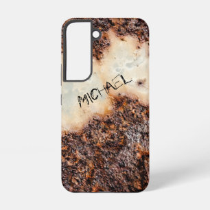 Coque Samsung Galaxy Texture de métal rouillé brun cool Nom personnalis