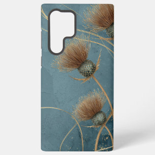 Coque Samsung Galaxy Texture Élégance Bleu Sarcelle Chardon Doré