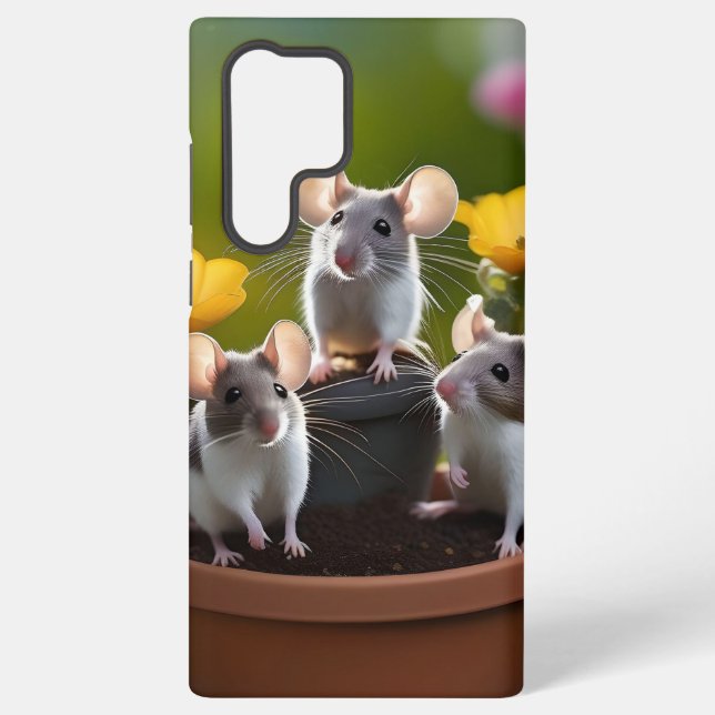 Coque Samsung Galaxy Three Mice In Flower Pots, (Verso)