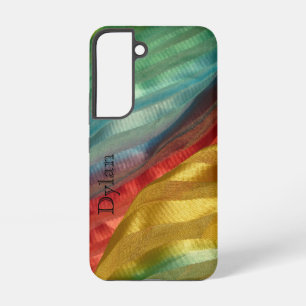 Coque Samsung Galaxy Tissu de soie multicolore Photo avec nom