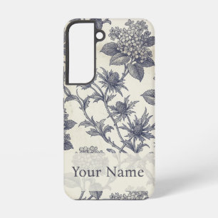 Coque Samsung Galaxy Toile Botanique   Hydrangea & Chardon de Mer Perso