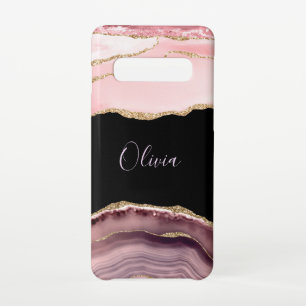 Coque Samsung Galaxy S10 Tons de rose Agate & Parties scintillant or - Mono