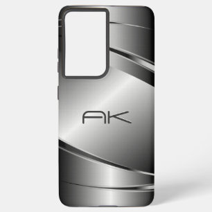 Coque Samsung Galaxy Tons Gris Acier Inoxydable Metalli Look- Monogramm