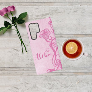 Coque Samsung Galaxy Tournures roses et fleurs
