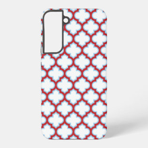 Coque Samsung Galaxy Trellis blanc et rouge, treillis, Quatrefoil