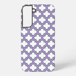 Coque Samsung Galaxy Trellis blanc et violet, treillis, Quatrefoil