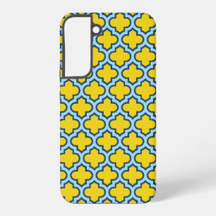 Coque Samsung Galaxy Trellis jaune et bleu bébé, treillis, Quatrefoil
