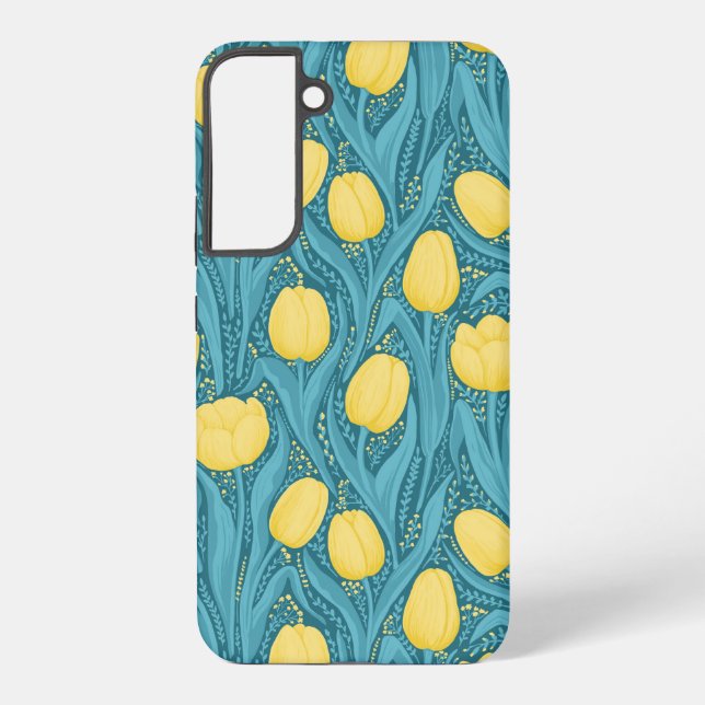 Coque Samsung Galaxy Tulipes en bleu et jaune (Verso)