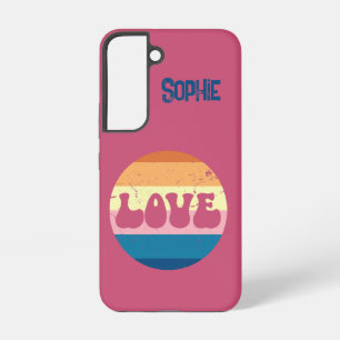 Coque Samsung Galaxy Typographie D'Amour Rétro Sur Les Rayures De Couch