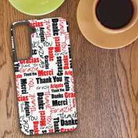 Typographie multilingue rouge et noir Merci