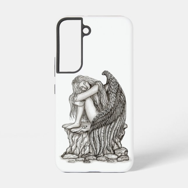 Coque Samsung Galaxy Un ange endormi sur la pierre (Verso)