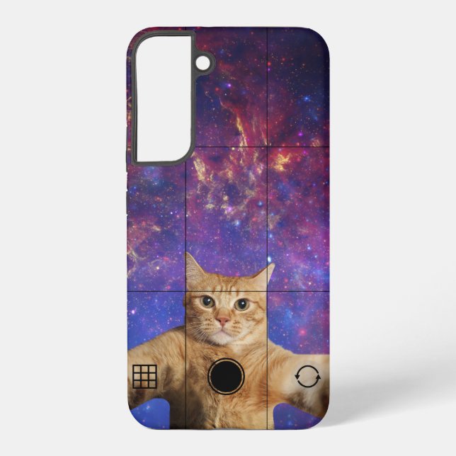 Coque Samsung Galaxy Un chat Tabby Rouge prend un selfie dans l'espace (Verso)