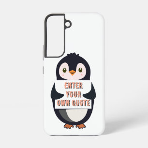 Coque Samsung Galaxy Un pingouin tenant un panneau avec un texte person