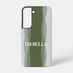 Coque Samsung Galaxy Vagues en vert sur fond vert et gris