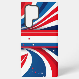 Coque Samsung Galaxy Vagues rouges, bleues et blanches patriotiques ave