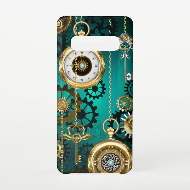 Coque Samsung Galaxy Veille bijoux Steampunk sur un Arrière - plan vert (Dos)