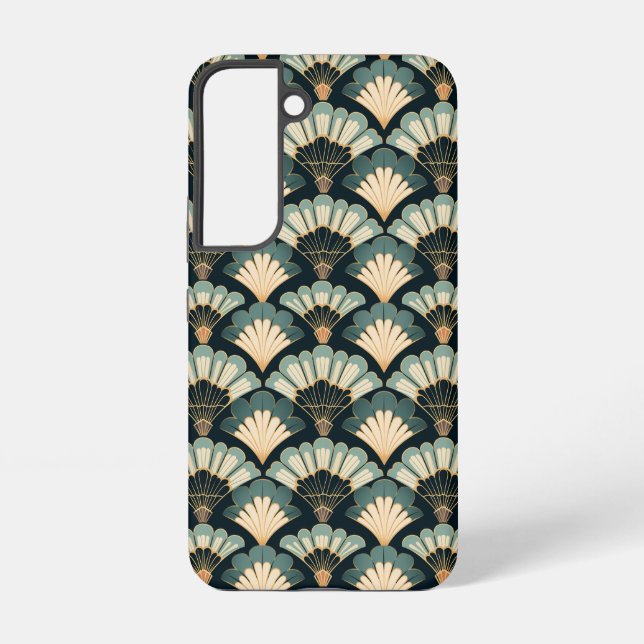 Coque Samsung Galaxy Ventilateur Turquoise et beige d'inspiration japon (Verso)