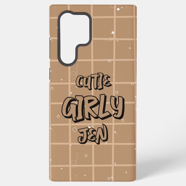 Coque Samsung Galaxy Vichy Brun Fille Mignonne (Verso)