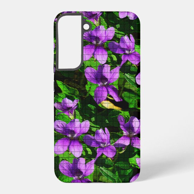 Coque Samsung Galaxy WI State Flower Wood Violet Mosaic (Verso)