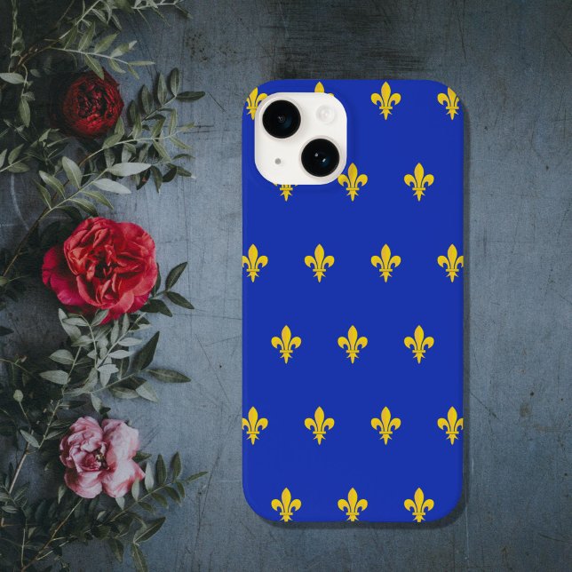 Coque téléphone Bleu Roi avec Fleur de Lys Or (Fleur de Lis on Royal Blue Phone Case)