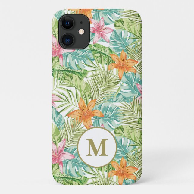 Coque tropical personnalisé Monogram Initial iPhon (Dos)