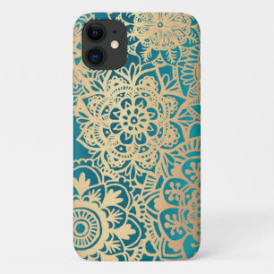 Coque Turquoise de Mandala Green et Gold