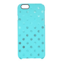 Turquoise Métallurgique Bleu Faux Foil Polka Dot A