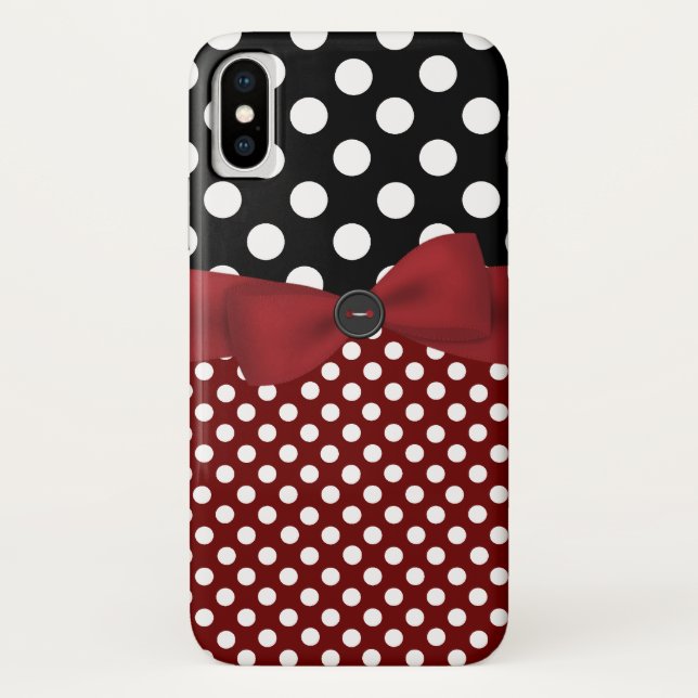 Coque X Noir, Blanc et Rouge Polka Dot (Dos)