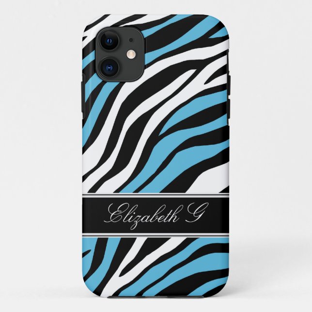 Coque Zebra Print Mix Blue iPhone 5 (Dos)