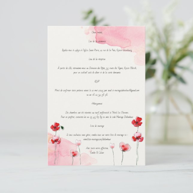 Coquelicots-Begleitkarten Begleitkarte (Stehend Vorderseite)