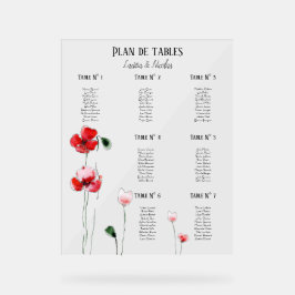 Coquelicots-Tabellenplan Acrylschild