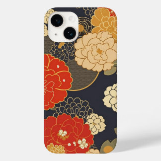 COQUE POUR iPhone 14 日本の伝統的なヴィンテージデザインを使用したアート作品　花