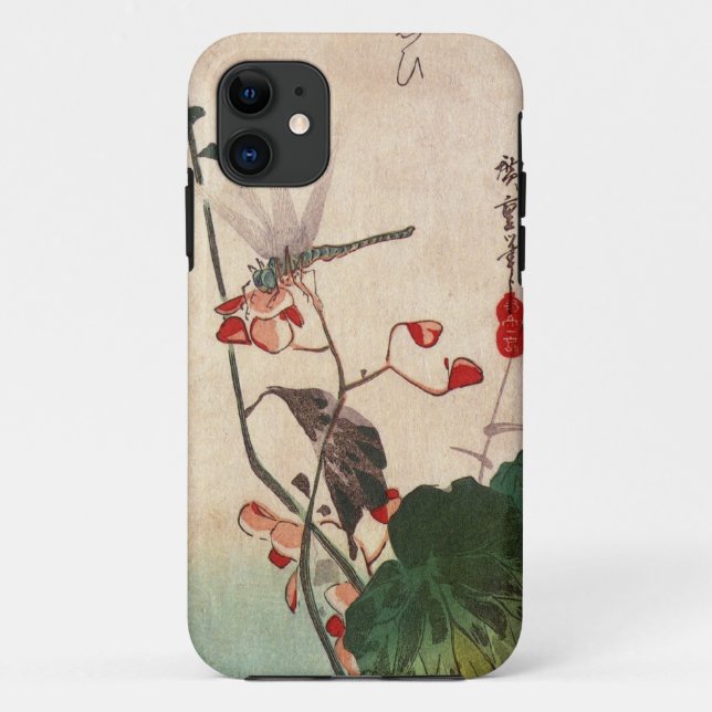 Coques Case-Mate iPhone 花にトンボ, libellule de 広重 et fleur, Hiroshige, (Dos)