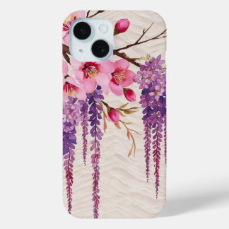 COQUE POUR iPhone 15 藤の花和紙の調べ ― 和モダン花柄