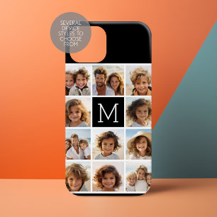 Coque Pour iPhone 15 11 Photo Instagram Collage Monogramme noir