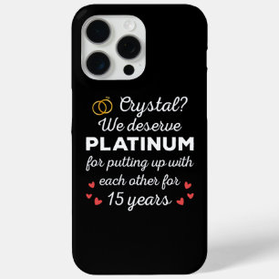 Coque iPhone 15 Pro Max 15ème anniversaire du Mariage I - Crystal Funny Co